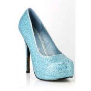 Bettie Paige Sparkly light Blue platform rhinestone  High Heels size 6